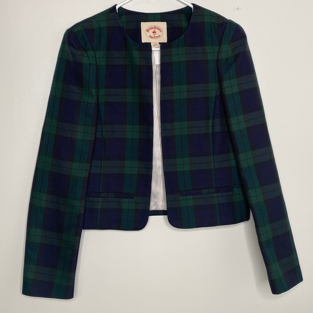Brooks Brothers Blazer | Red Fleece | Blue & Green plaid